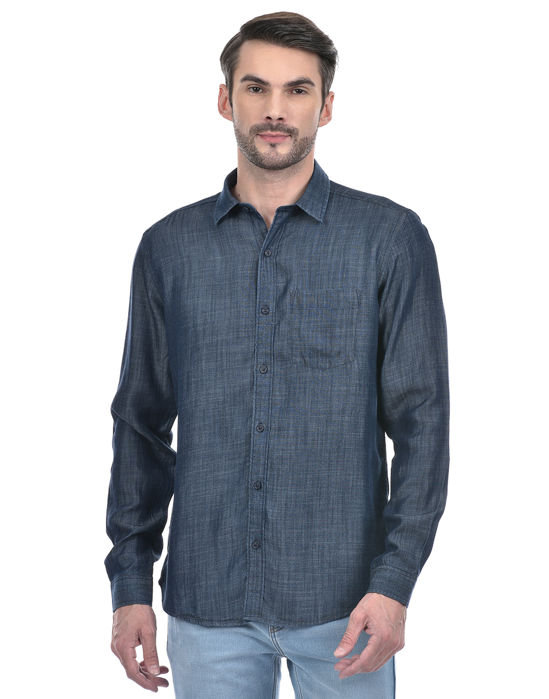 Numero Uno Men Solid Blue Shirt